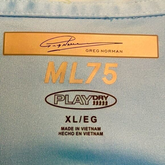 Greg Norman ML75 Play-dry polo shirt sleeve golf micro stripe blue shirt size XL - Picture 3 of 9